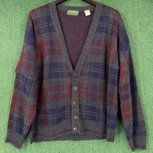 VTG 90’s Savile Row Patterned Knit Cardigan Sweater Men’s SZ Large Made In Italy